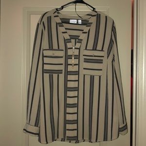 Tan & Black dress blouse, 2xl